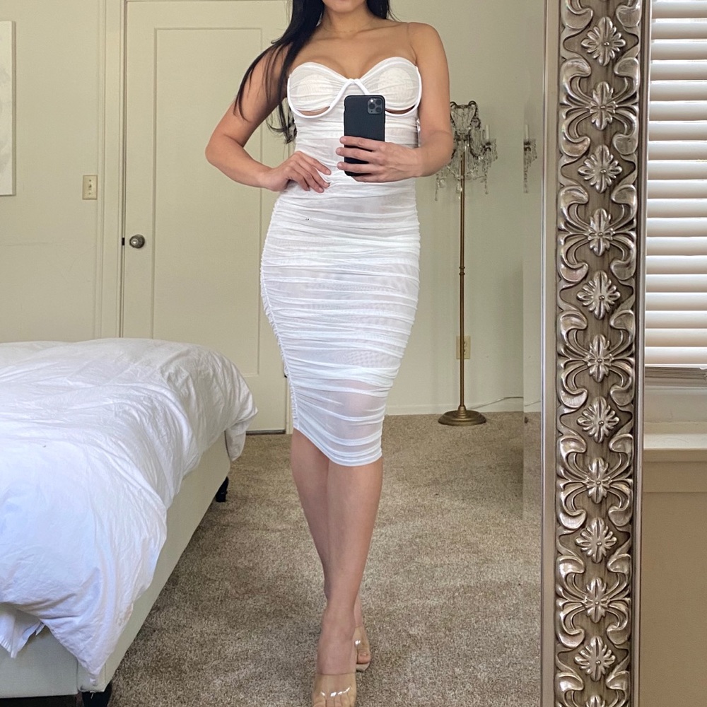 new boutique semi sheer dress with clear straps
